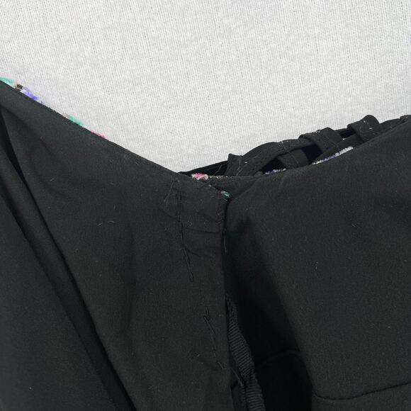 ANTHROPOLOGIE MOULINETTE SOEURS Velvet Burnout Dress Large Black Print Swing - Picture 15 of 16